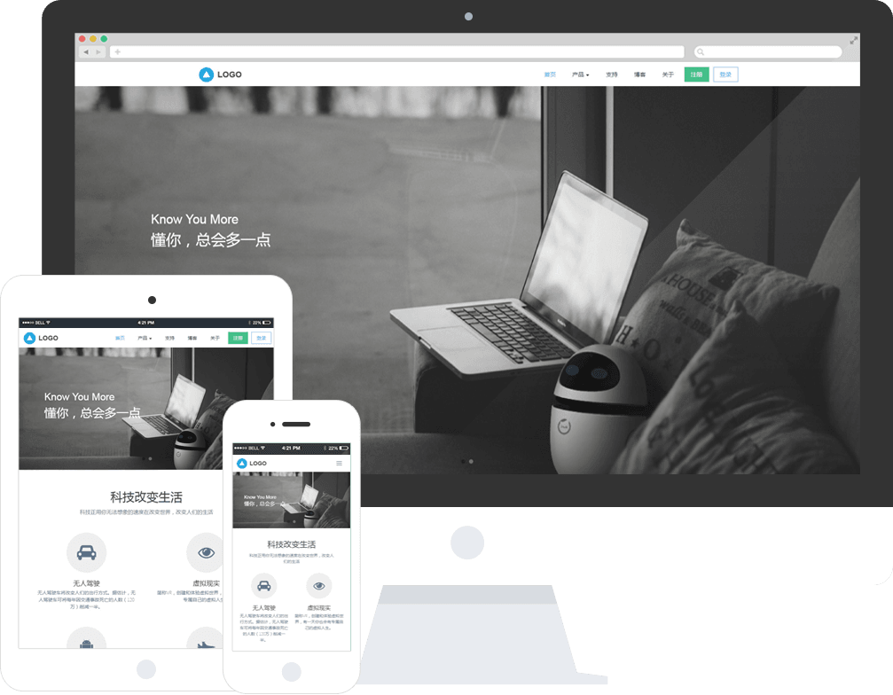 电脑、手机、平板、微信，同步多语言，企业级CMS建站系统